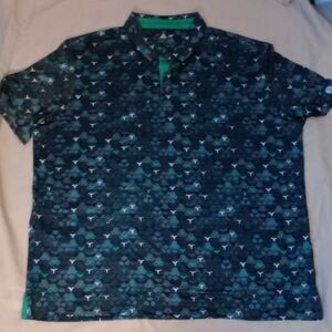 ZITY Men's 2XL Golf Polo Shirt Black Green Performance Print Moisture Wicking
